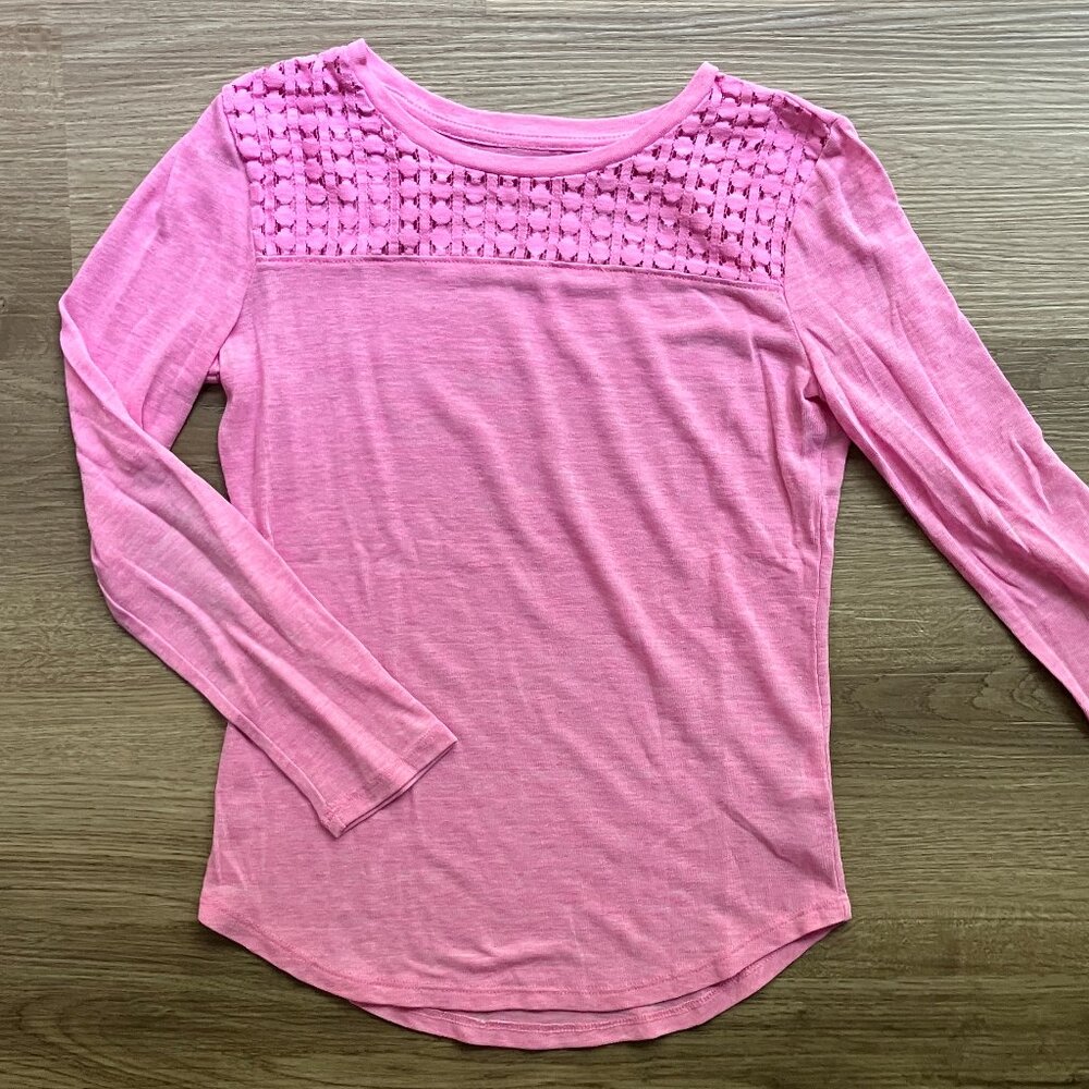 10/12 Old Navy Pink long-sleeve T-Shirt with Textured Top
